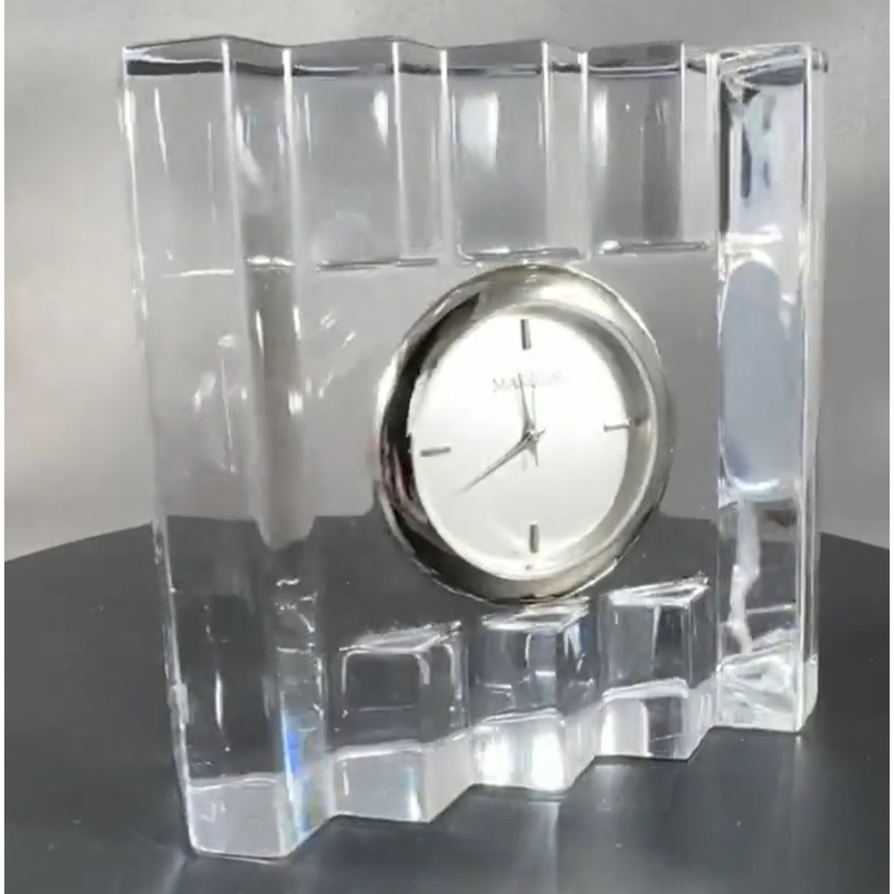 Marquis by Waterford Square Crystal Desk Clock Japan‎ Movement